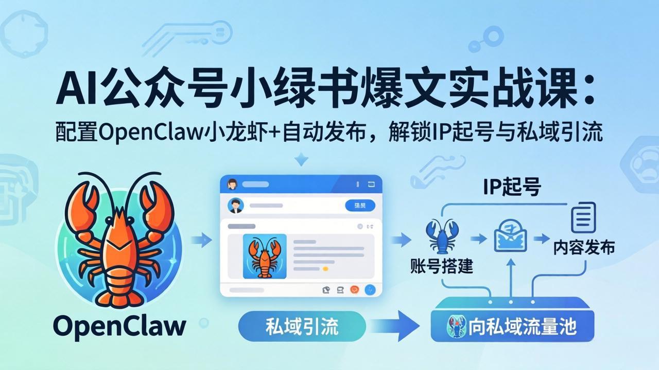 AI公众号小绿书变现实战课：小绿书爆文写作+OpenClaw自动发布，解锁IP起号与私域引流-仙女副业网