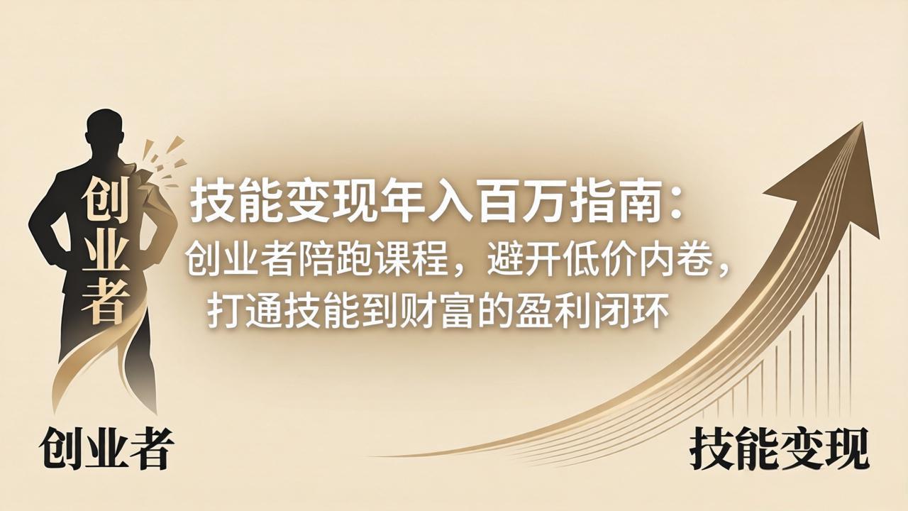 技能变现年入百万指南：创业者陪跑课程，避开低价内卷，打通技能到财富的盈利闭环-仙女副业网