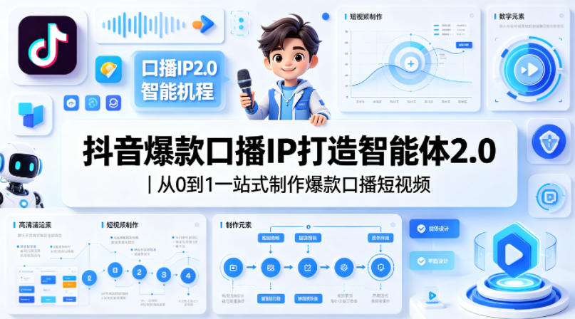 抖音爆款口播IP打造智能体2.0｜从0到1一站式制作爆款口播短视频-仙女副业网