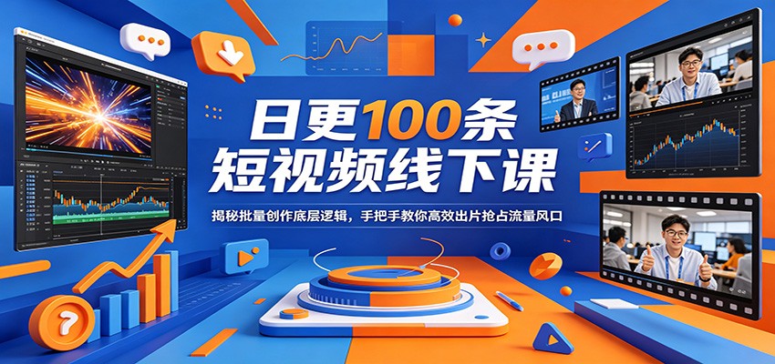 日更100条短视频线下课：揭秘批量创作底层逻辑，手把手教你高效出片抢占流量风口-仙女副业网