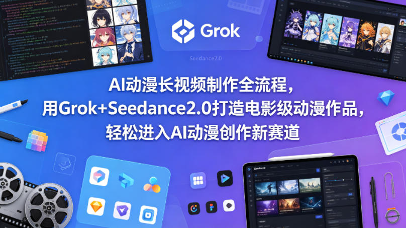 AI动漫长视频制作全流程，用Grok+Seedance2.0打造电影级动漫作品，轻松进入AI动漫创作新赛道-仙女副业网