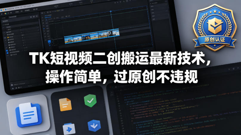 TK短视频二创搬运最新技术，操作简单，过原创不违规-仙女副业网