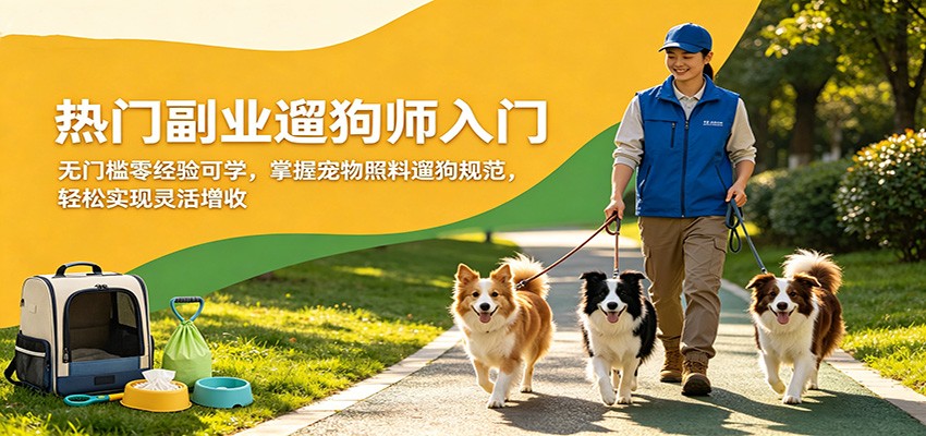 热门副业遛狗师入门，无门槛零经验可学，掌握宠物照料遛狗规范，轻松实现灵活增收-仙女副业网