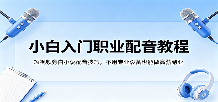 小白入门职业配音教程，短视频旁白小说配音技巧，不用专业设备也能做高薪副业-仙女副业网