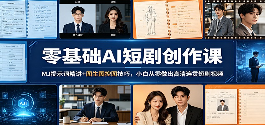 零基础AI短剧创作课：MJ提示词精讲+图生图控图技巧，小白从零做出高清连贯短剧视频-仙女副业网