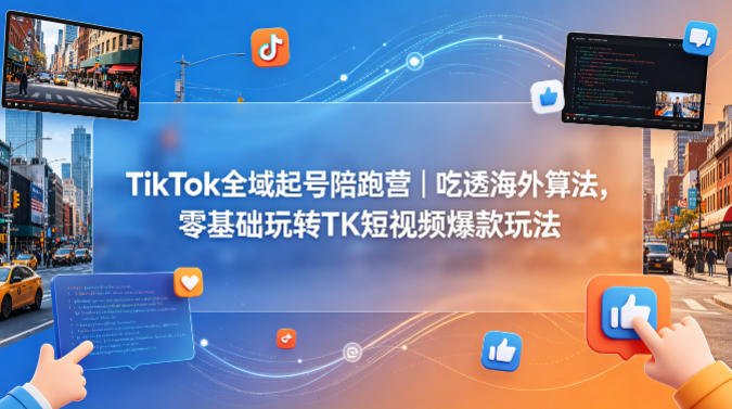 TikTok全域起号陪跑营｜吃透海外算法，零基础玩转TK短视频爆款玩法-仙女副业网