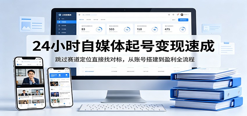 24小时自媒体起号变现速成，跳过赛道定位直接找对标，从账号搭建到盈利全流程-仙女副业网