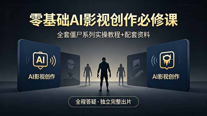 零基础AI影视创作必修课，全套僵尸系列实操教程加配套资料，全程答疑带你独立完整出片-仙女副业网