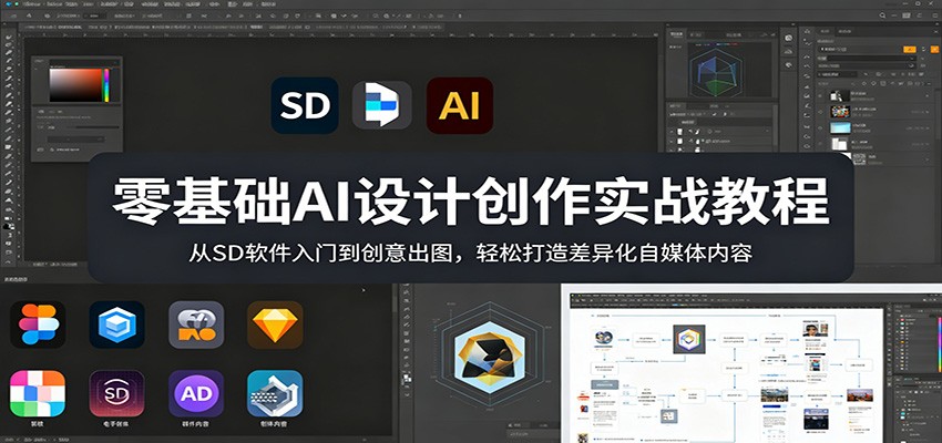 零基础AI设计创作实战教程：从SD软件入门到创意出图，轻松打造差异化自媒体内容-仙女副业网