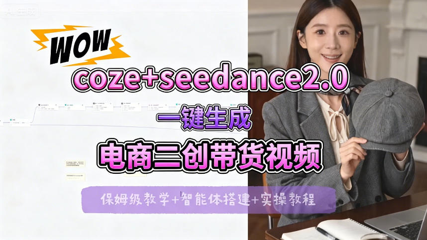 【Coze工作流搭建实操教程】seedance2.0+coze一键生成电商二创带货视频，全流程保姆级教学-仙女副业网