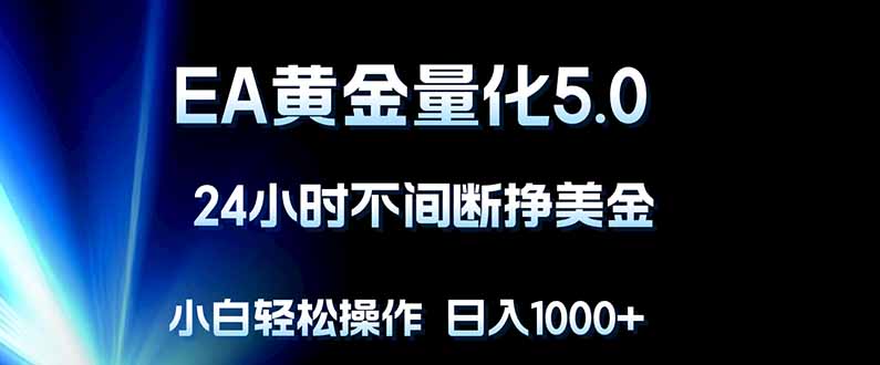 EA黄金量化5.0，24小时不间断挣美金，小白轻松上手，日入1000+-仙女副业网