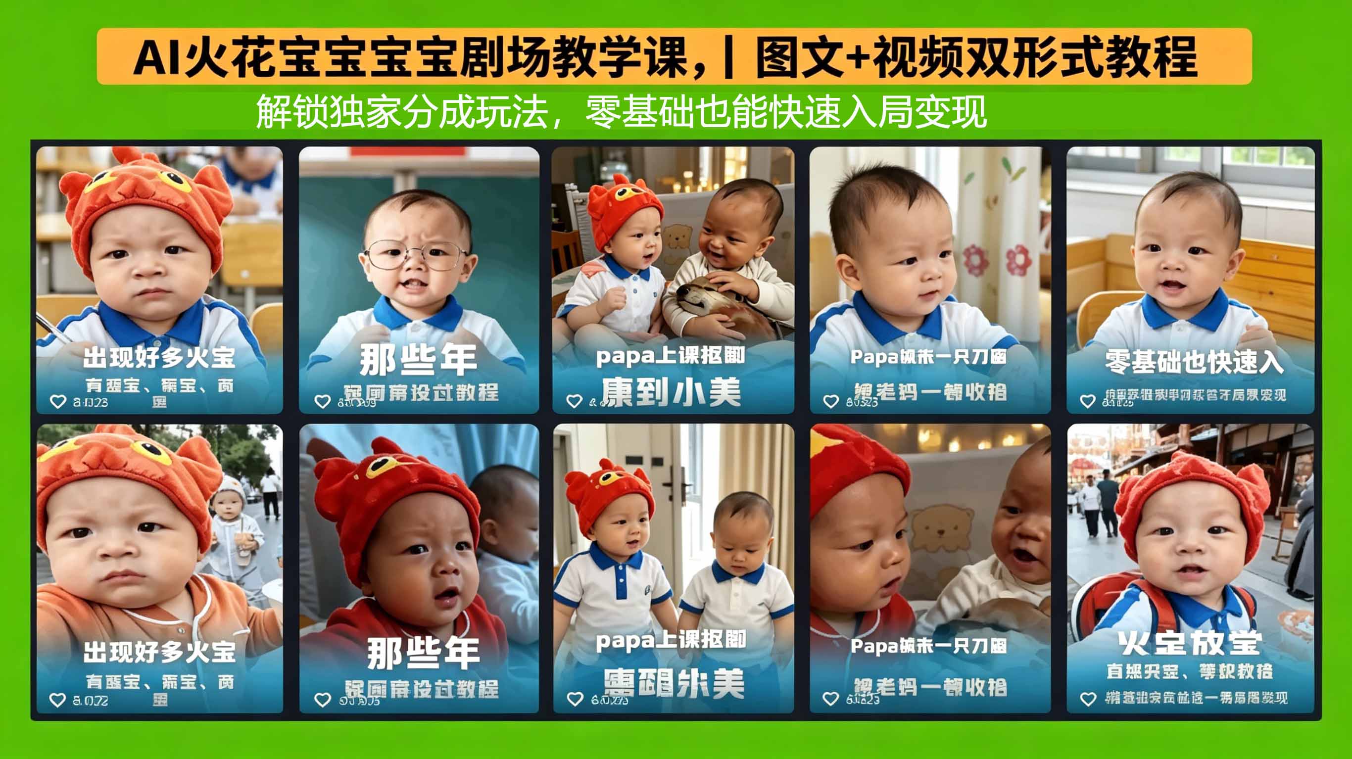 AI火花宝宝宝宝剧场教学课，图文+视频双形式教程，解锁独家分成玩法，零基础也能快速入局变现-仙女副业网