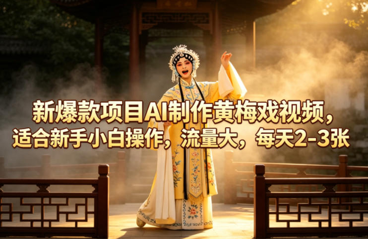 新爆款项目AI制作黄梅戏视频，适合新手小白操作，流量大，每天2-3张-仙女副业网