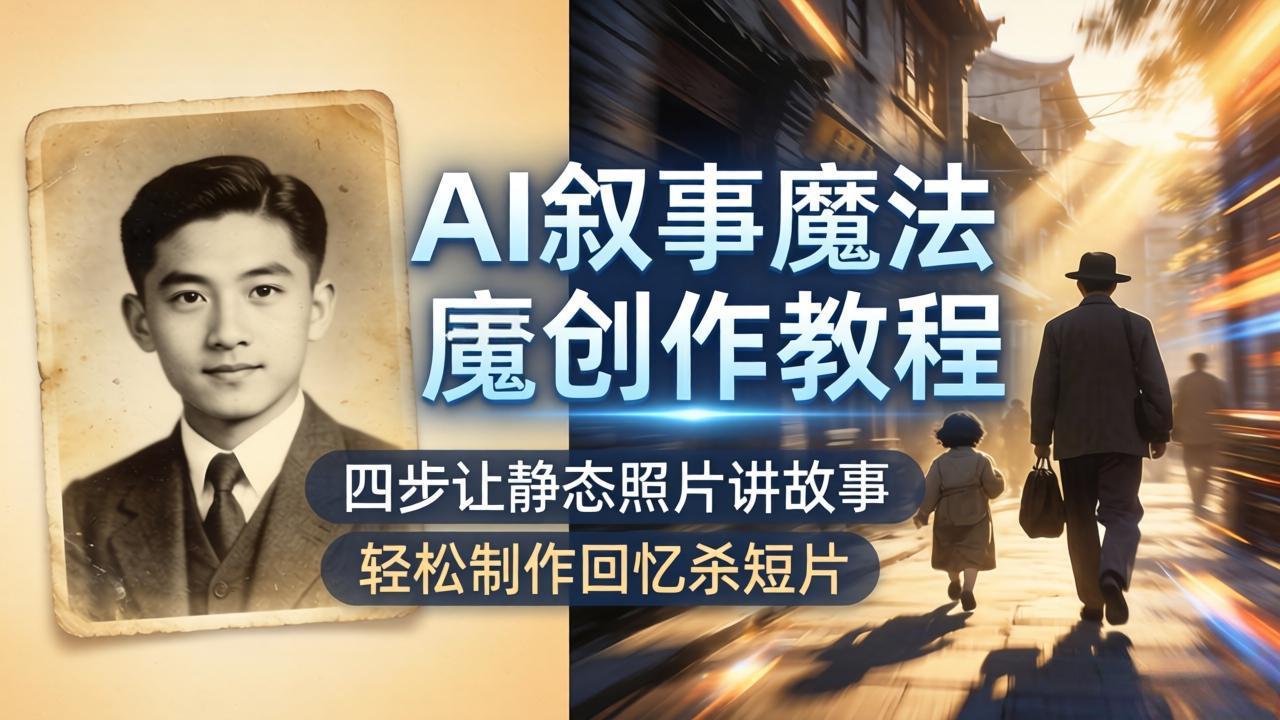 AI叙事魔法创作教程，四步让静态照片讲故事，老照片修复加动态特效，轻松制作回忆杀短片-仙女副业网