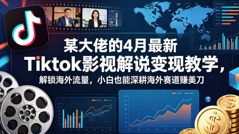 某大佬的4月最新Tiktok影视解说变现教学，解锁海外流量，小白也能深耕海外赛道賺美刀-仙女副业网