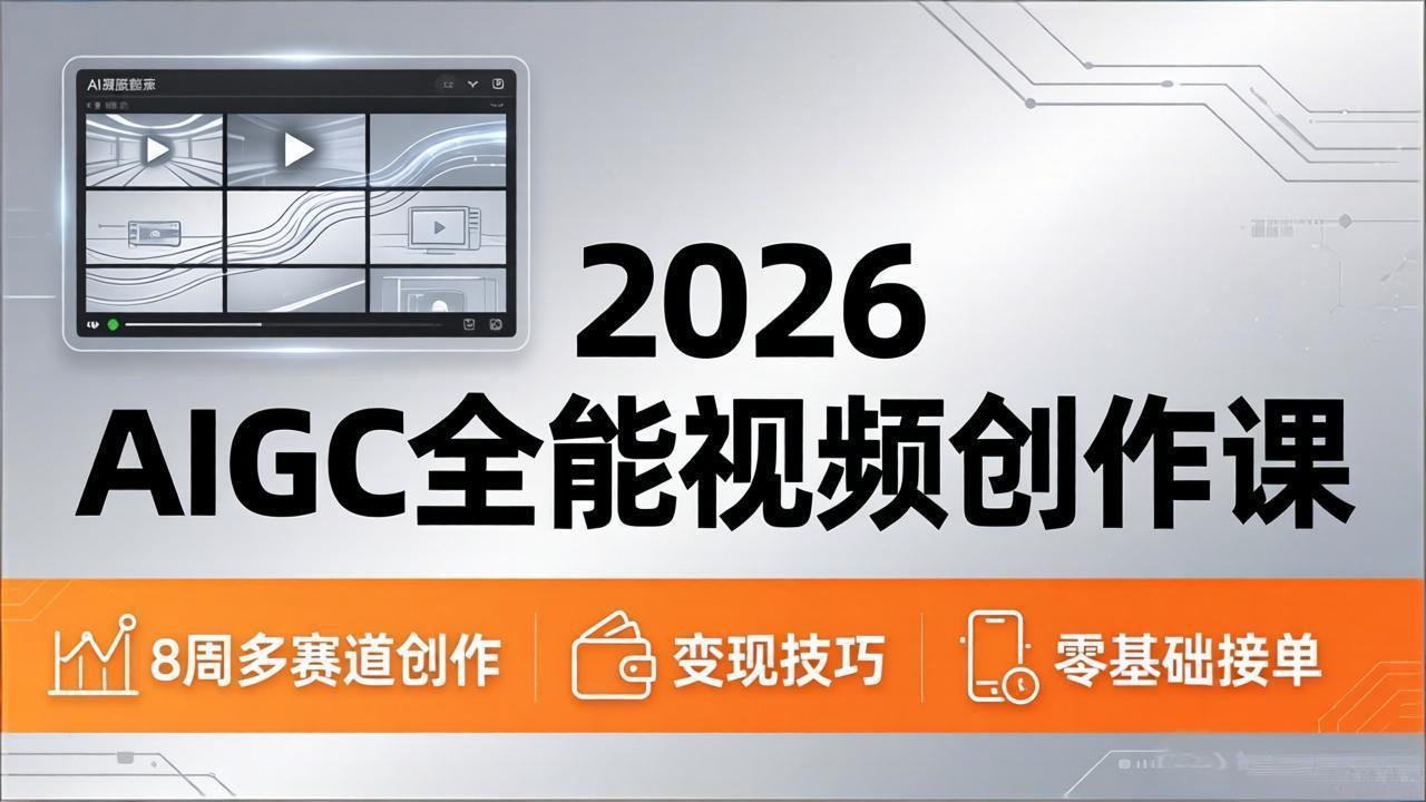 2026AIGC全能视频创作课，8周吃透多赛道创作+变现，零基础也能高效出片接单-仙女副业网