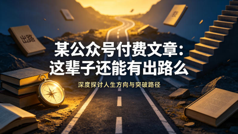 某公众号付费文章：这辈子还能有出路么-仙女副业网