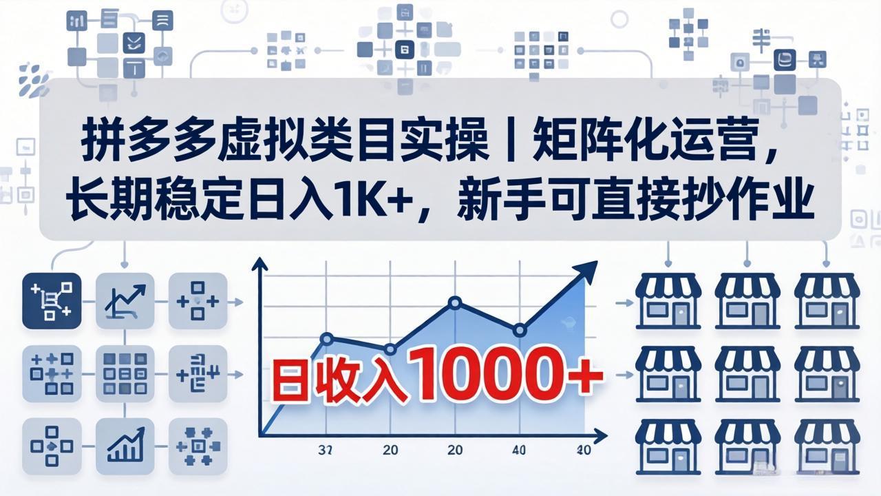 拼多多虚拟类目实操｜矩阵化运营，长期稳定日入 1K+，新手可直接抄作业-仙女副业网