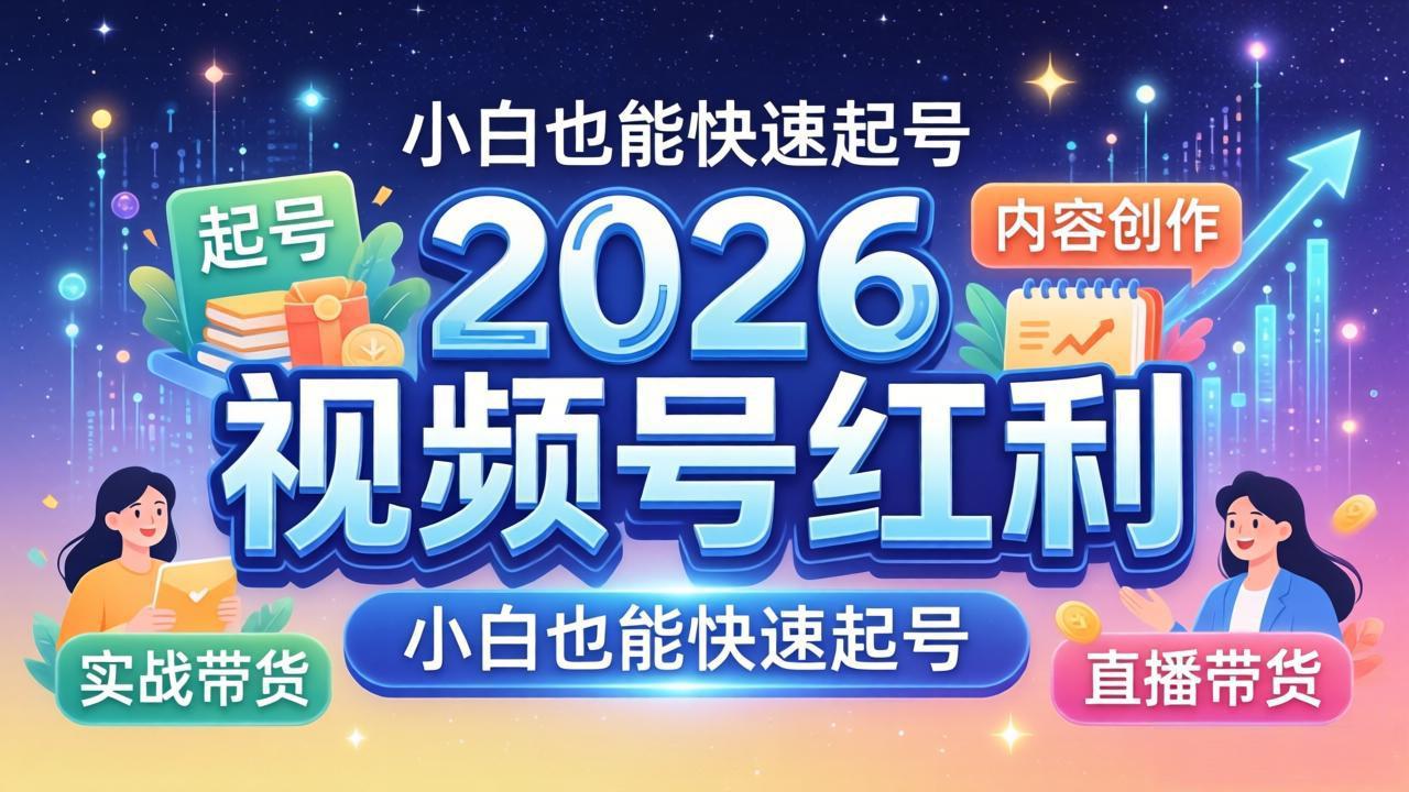 2026视频号红利实战营，大佬亲授起号、内容、直播、IP、投流、私域、矩阵全套落地打法-仙女副业网