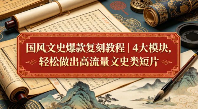 国风文史爆款复刻教程｜4大模块，轻松做出高流量文史类短片-仙女副业网