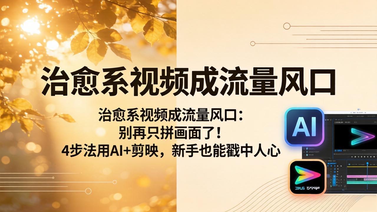 治愈系视频成流量风口：别再只拼画面了！4步法用AI+剪映，新手也能戳中人心-仙女副业网