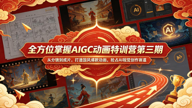 全方位掌握AIGC动画特训营第三期，从分镜到成片，打造国风爆款动画，抢占AI视觉创作赛道红利-仙女副业网