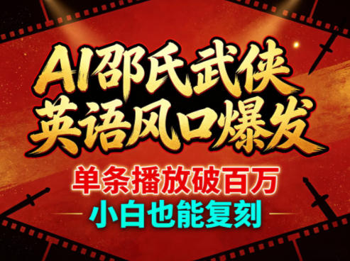 AI邵氏武侠英语风口爆发，单条播放破百万，小白也能复刻-仙女副业网