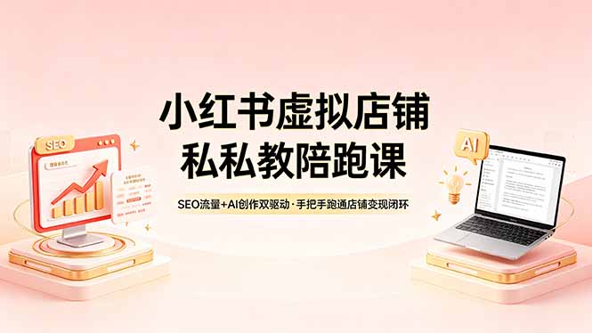 小红书虚拟店铺私教陪跑课，SEO流量+AI创作双驱动，手把手跑通店铺变现闭环-仙女副业网