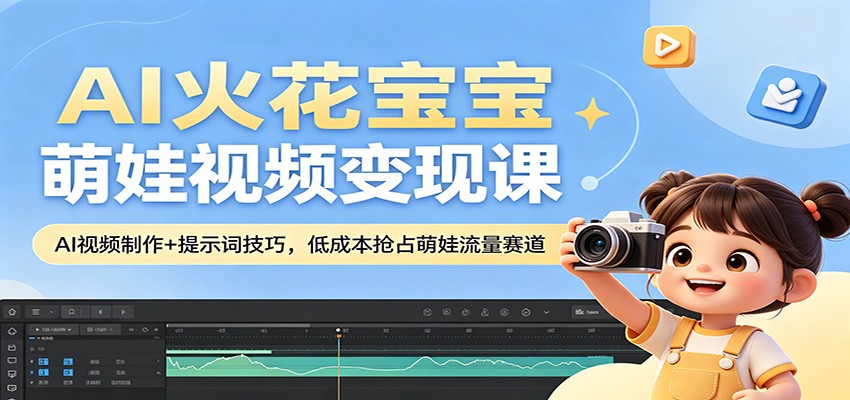 AI火花宝宝萌娃视频变现课：AI视频制作+提示词技巧，低成本抢占萌娃流量赛道-仙女副业网