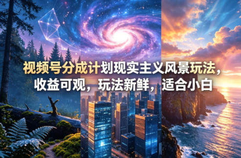 视频号分成计划现实主义风景玩法，收益可观，玩法新鲜，适合小白-仙女副业网