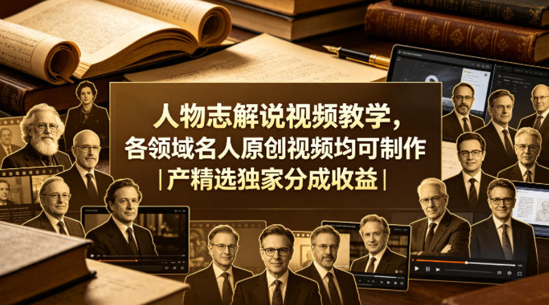 人物志解说视频教学，各领域名人原创视频均可制作丨精选独家分成收益(更新0430)-仙女副业网