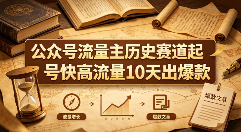 公众号流量主之历史赛道，起号快+高流量，10天就能出爆款！-仙女副业网