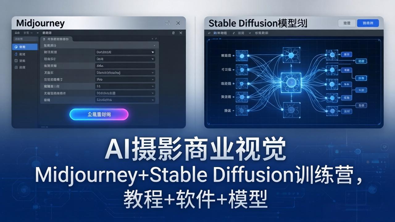 AI摄影商业视觉Midjourney+Stable Diffusion训练营，教程+软件+模型-仙女副业网