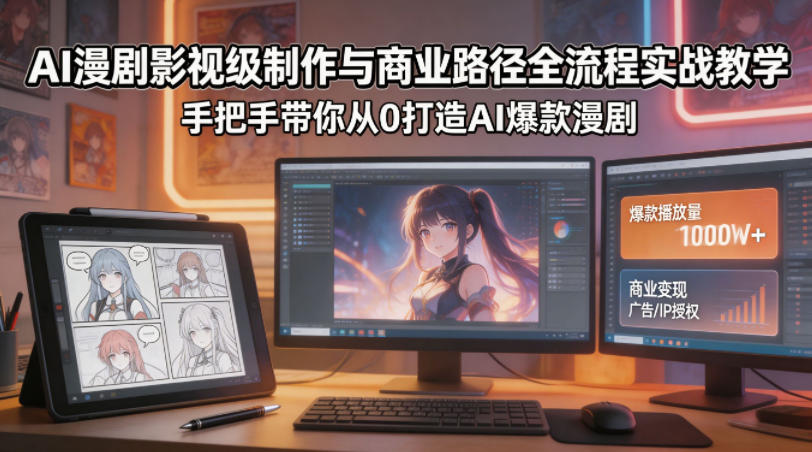 AI漫剧影视级制作与商业路径全流程实战教学，手带你从0打造AI爆款漫剧-仙女副业网