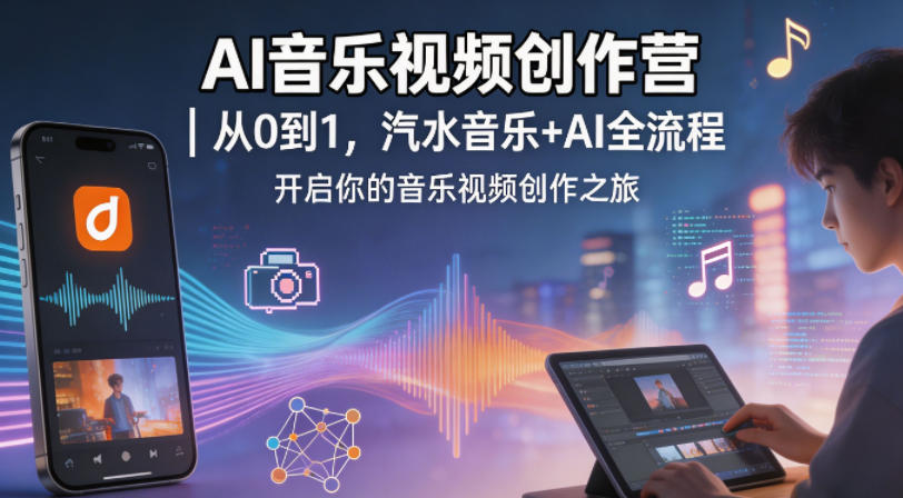 AI音乐视频创作营｜从0到1，汽水音乐+AI全流程，开启你的音乐视频创作之旅-仙女副业网