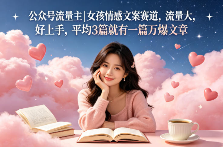 公众号流量主女孩情感文案赛道，流量大，好上手，平均3篇就有一篇万爆文章-仙女副业网
