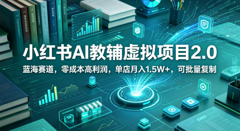 小红书AI教辅虚拟项目2.0，蓝海赛道，零成本高利润，单店月入1.5W+，可批量复制-仙女副业网