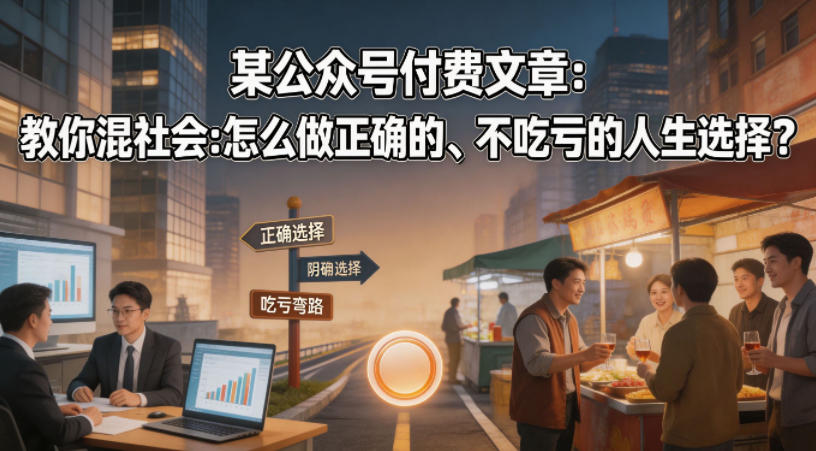 某公众号付费文章：教你混社会：怎么做正确的、不吃亏的人生选择？-仙女副业网
