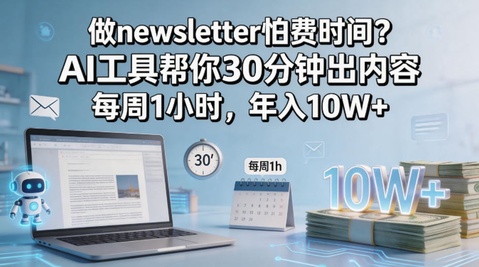 做newsletter怕费时间？AI工具帮你30分钟出内容，每周1小时，年入10W+！【原创双语字幕】-仙女副业网
