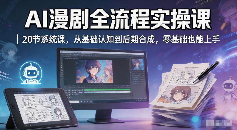 AI漫剧全流程实操课｜20节系统课，从基础认知到后期合成，零基础也能上手-仙女副业网