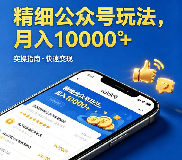 精细化公众号玩法，我们给你提供文章，你来负责发布，收益可观，月入1W+【揭秘】-仙女副业网