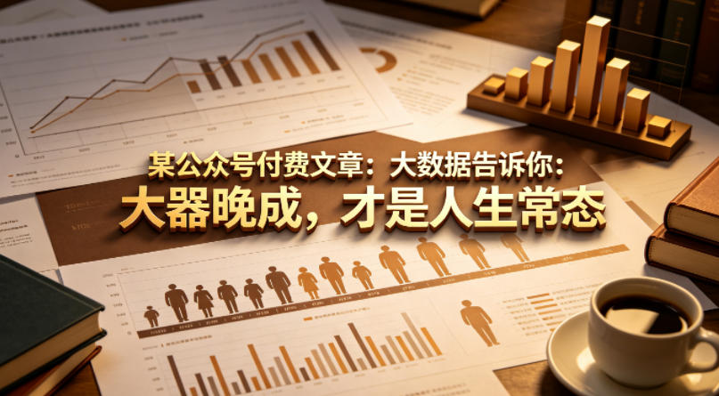 某公众号付费文章：大数据告诉你：大器晚成，才是人生常态-仙女副业网