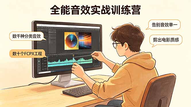 全能音效实战训练营：数千种分类音效+数十个FCPX工程，告别音效单一，剪出电影质感-仙女副业网