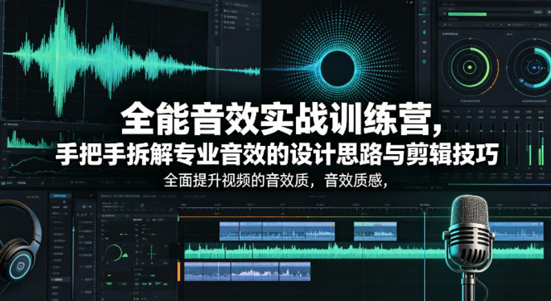 全能音效实战训练营，手把手拆解专业音效的设计思路与剪辑技巧，全面提升视频的音效质感-仙女副业网