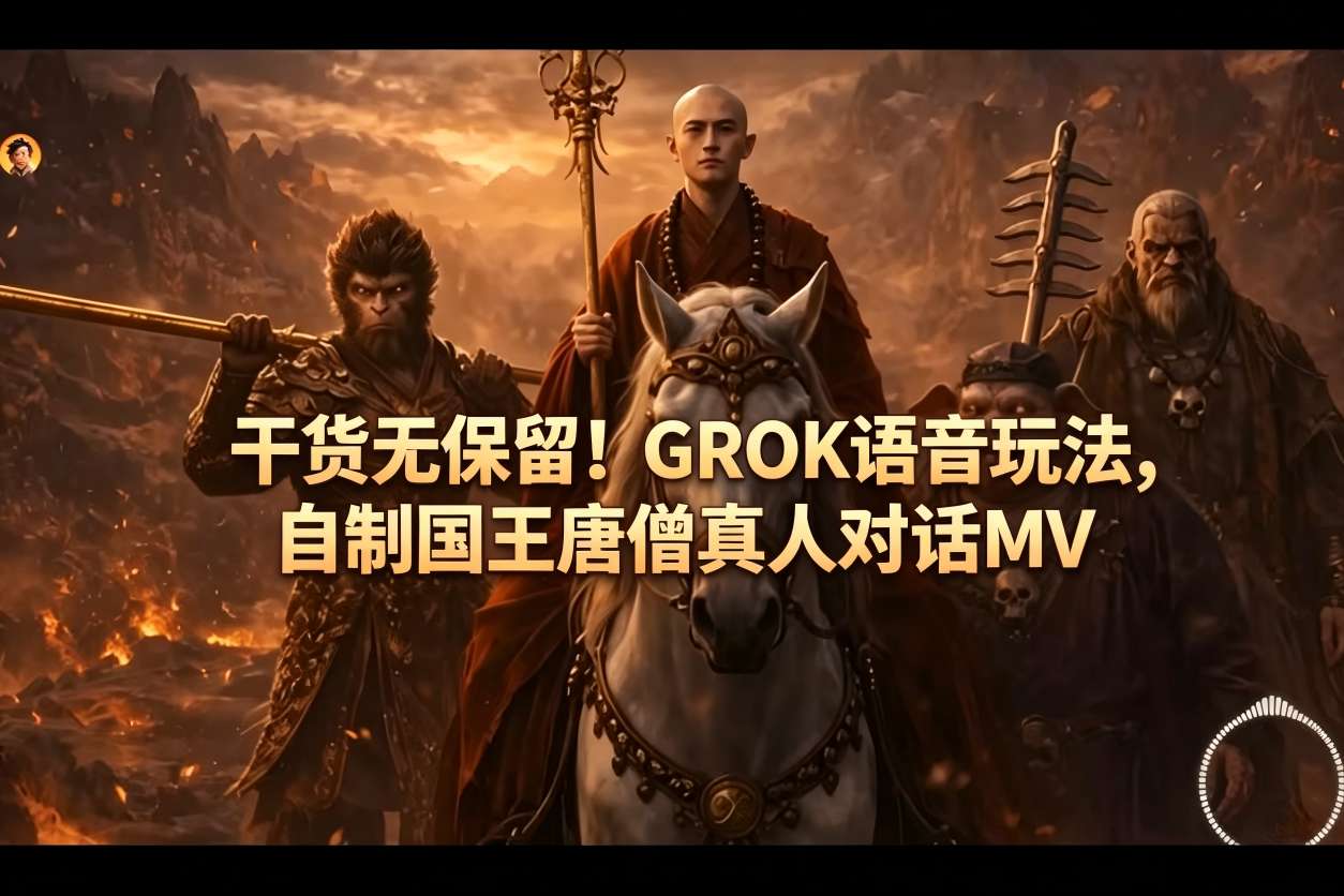 干货无保留！GROK语音玩法，自制国王唐僧真人对话MV-仙女副业网
