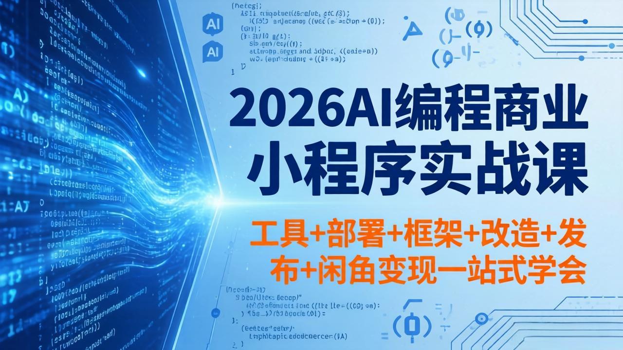 2026AI编程商业小程序实战课，工具+部署+框架+改造+发布+闲鱼变现一站式学会-仙女副业网