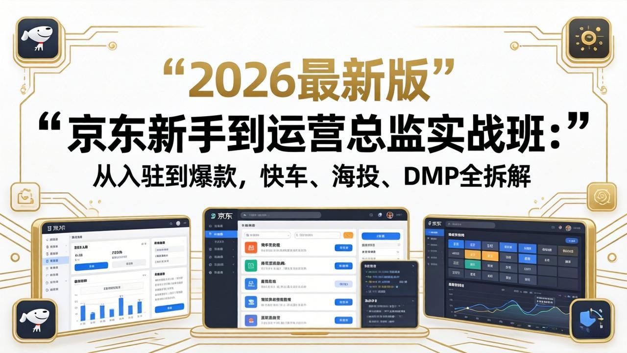 京东新手到运营总监实战班：从入驻到爆款，快车、海投、DMP全拆解，2026最新版-仙女副业网