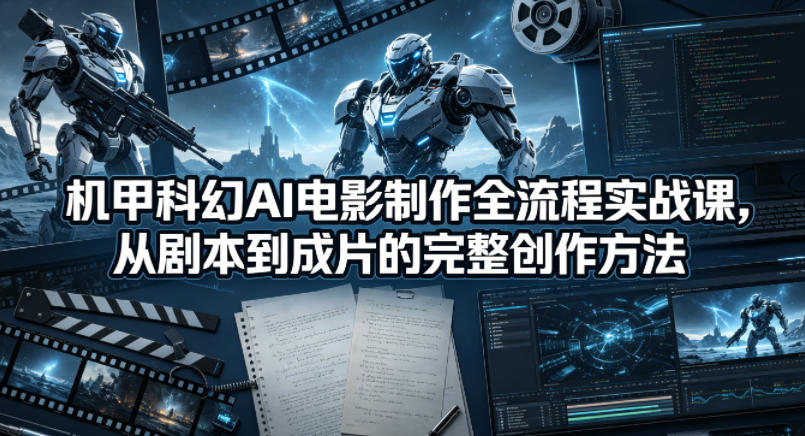 机甲科幻AI电影制作全流程实战课，从剧本到成片的完整创作方法-仙女副业网