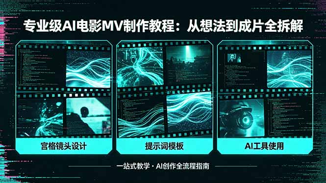 专业级AI电影MV制作教程，从想法到成片全拆解，宫格镜头+提示词模板+AI工具一站式教学-仙女副业网