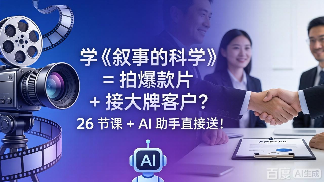 学《叙事的科学》= 拍爆款片 + 接大牌客户？26 节课 + AI 助手直接送！-仙女副业网